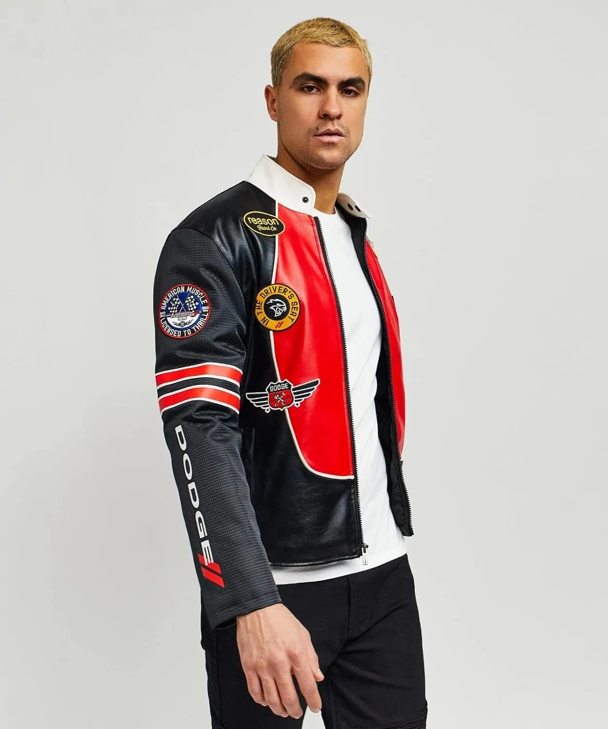 Reason Mens Moto Jacket, Casual Fashion Outerwear, Lightweight Waterproof Zipper Jackets, Dodge Moto Jacket