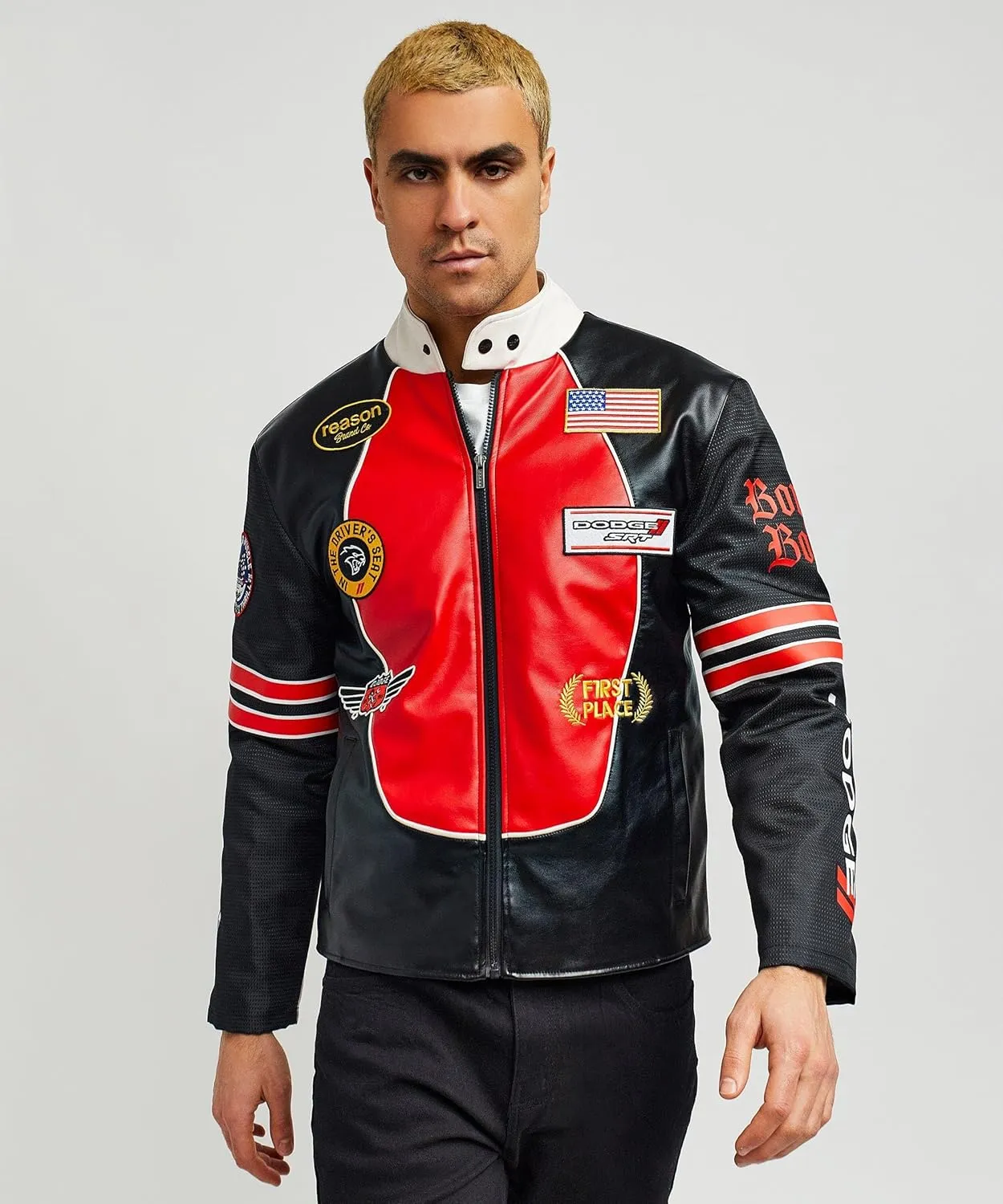 Reason Mens Moto Jacket, Casual Fashion Outerwear, Lightweight Waterproof Zipper Jackets, Dodge Moto Jacket