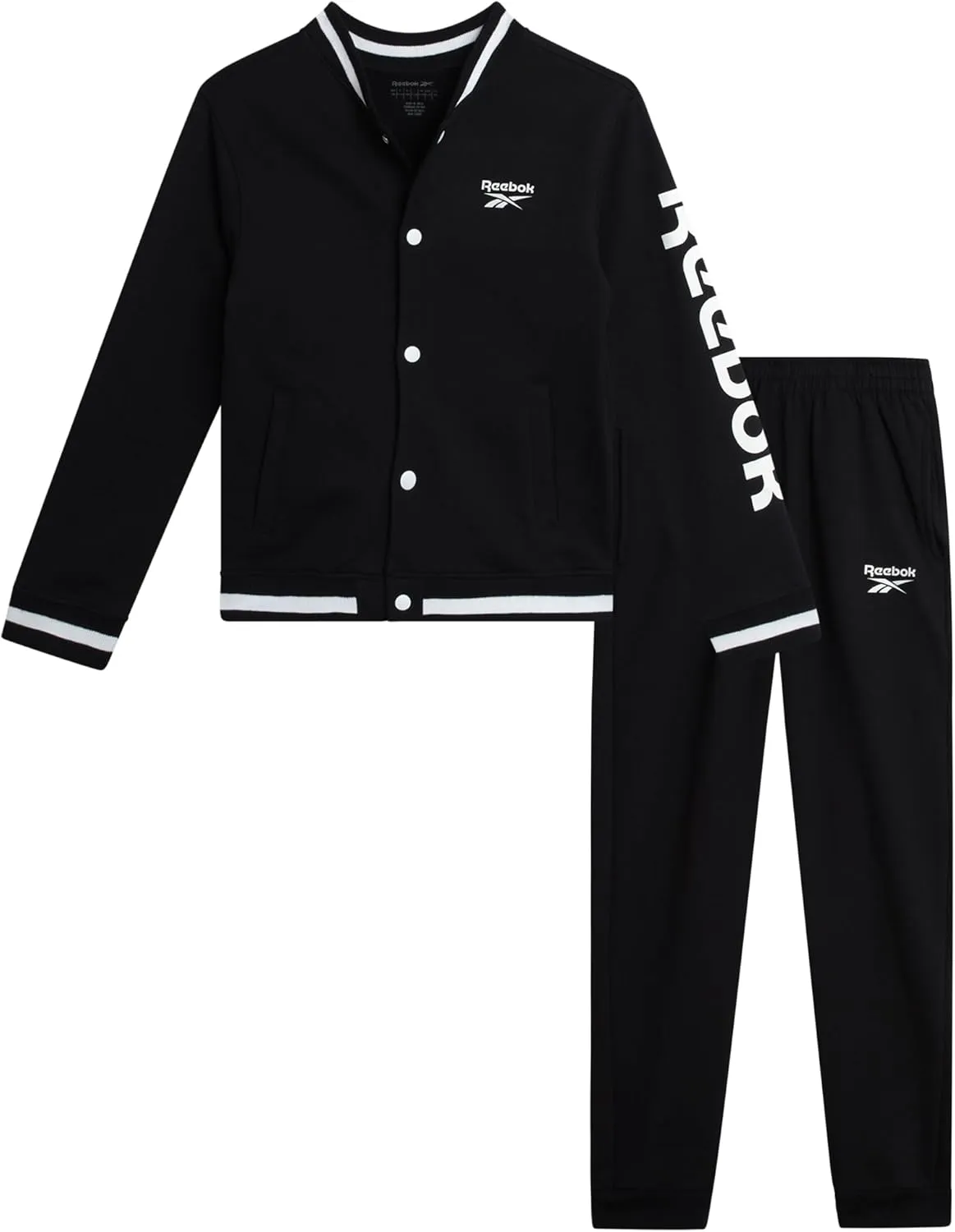 Reebok Boys' Active Tracksuit Set - 2 Piece Performance Fleece Varsity Jacket and Jogger Sweatpants for Boys (Sizes: 8-12)