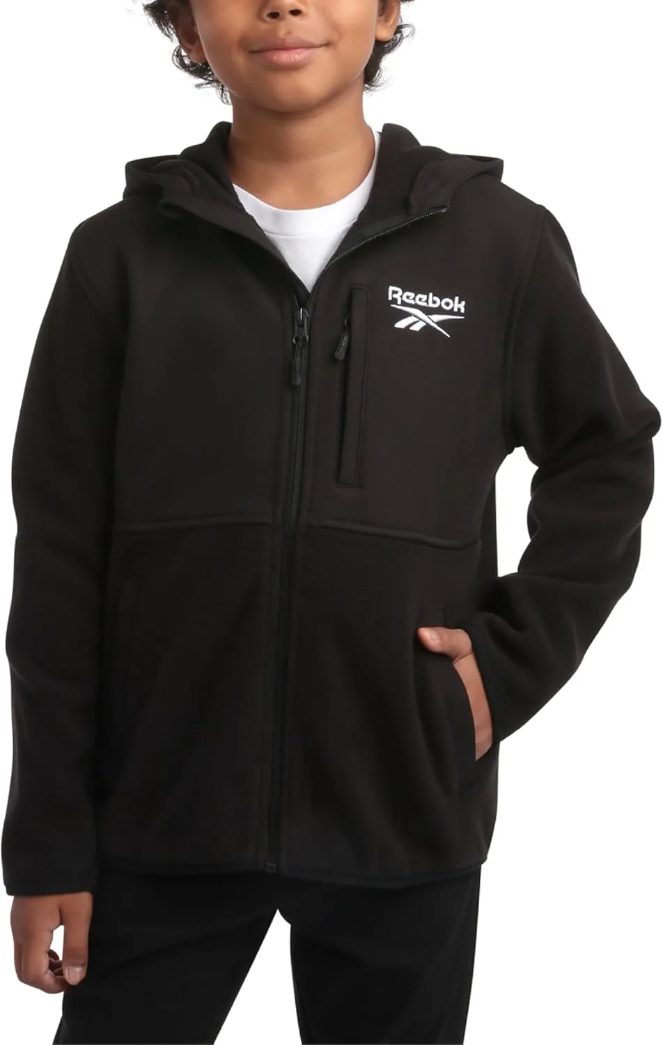 Reebok Boys' Jacket - Warm Polar Fleece Zip Up Hoodie Jacket for Boys - Lightweight Athletic Boy's Comfort Hoodie (4-20)