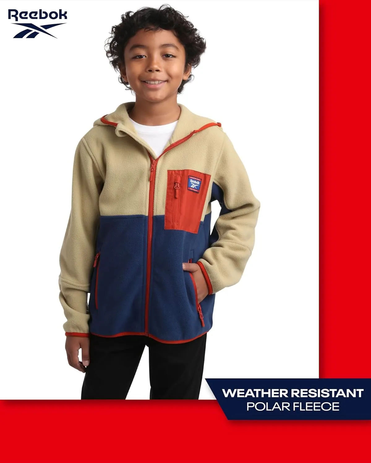 Reebok Boys' Jacket - Warm Polar Fleece Zip Up Hoodie Jacket for Boys - Lightweight Athletic Boy's Comfort Hoodie (4-20)