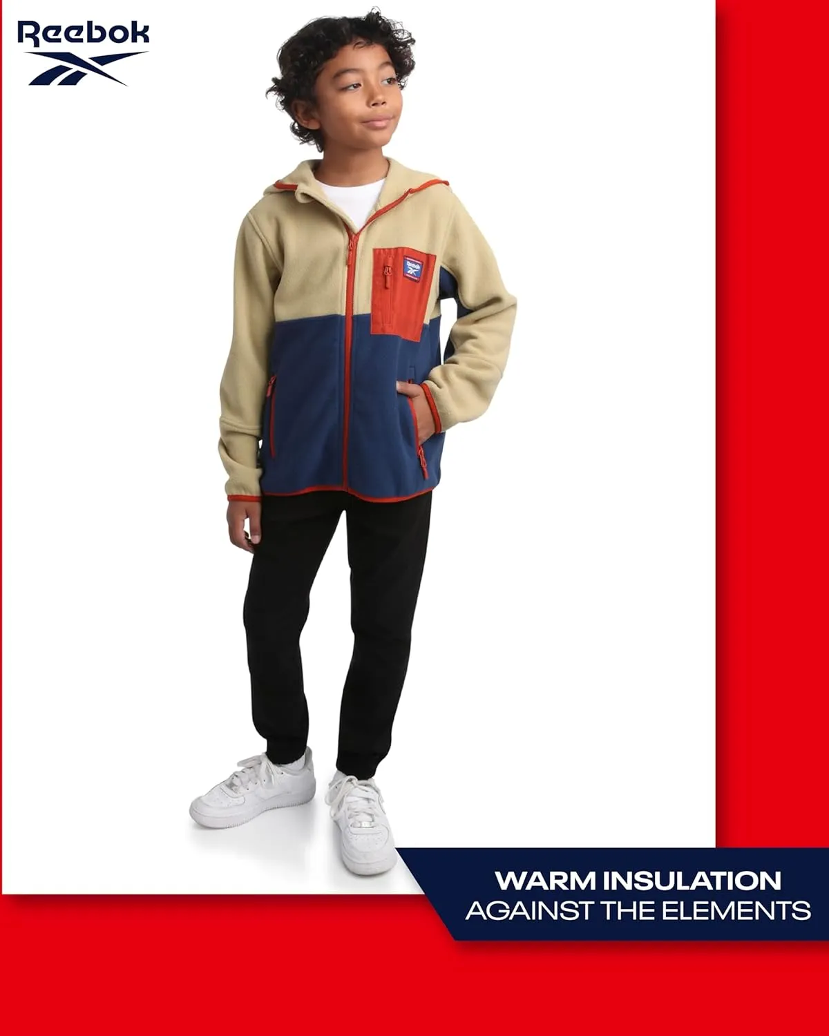Reebok Boys' Jacket - Warm Polar Fleece Zip Up Hoodie Jacket for Boys - Lightweight Athletic Boy's Comfort Hoodie (4-20)