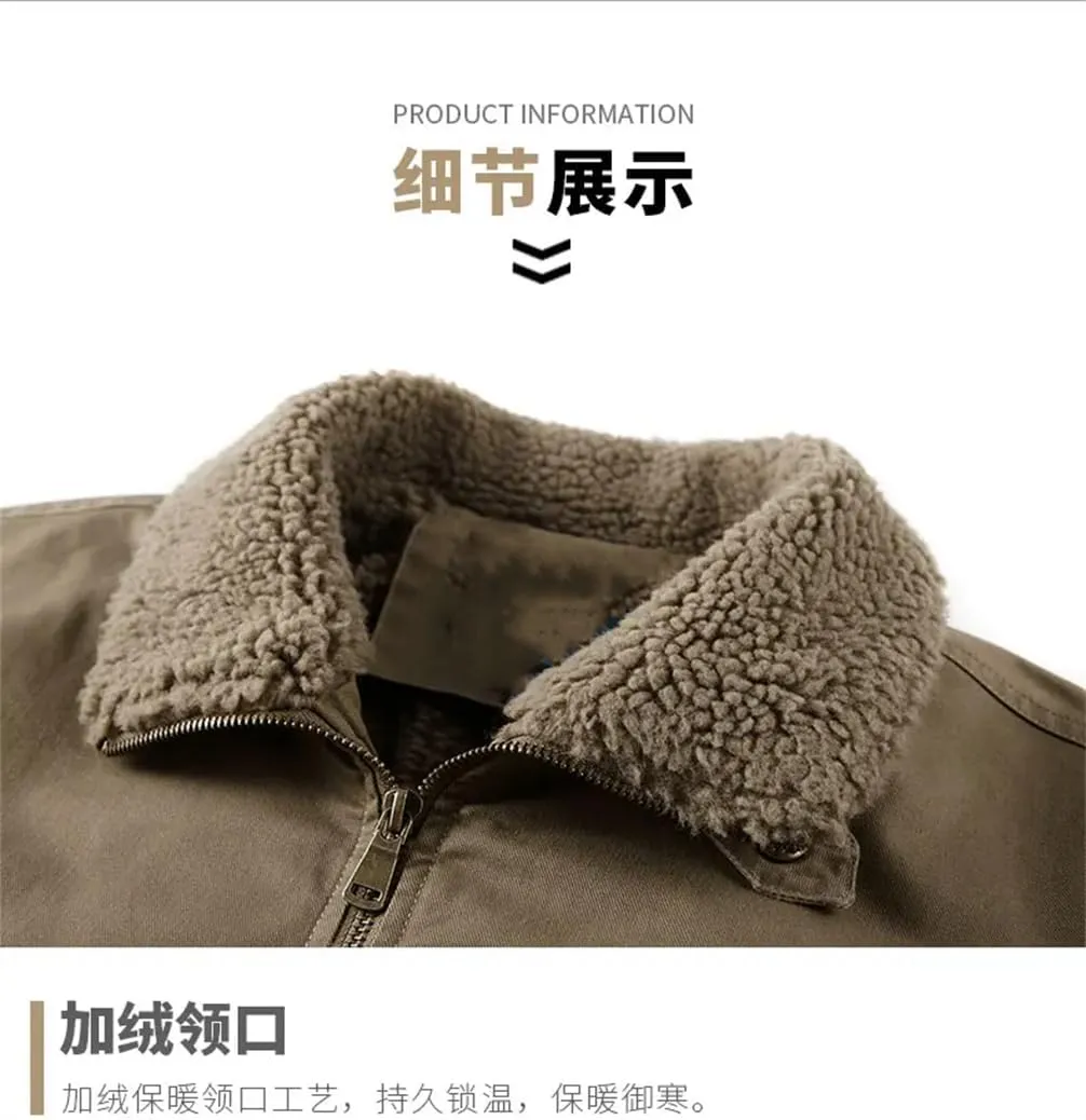 REHJJDFD Men Thicken Fleece Warm Winter Jacket Jackets Male Coat Men Parkas Wool Winter Men's Cotton-Padded Warm Jackets