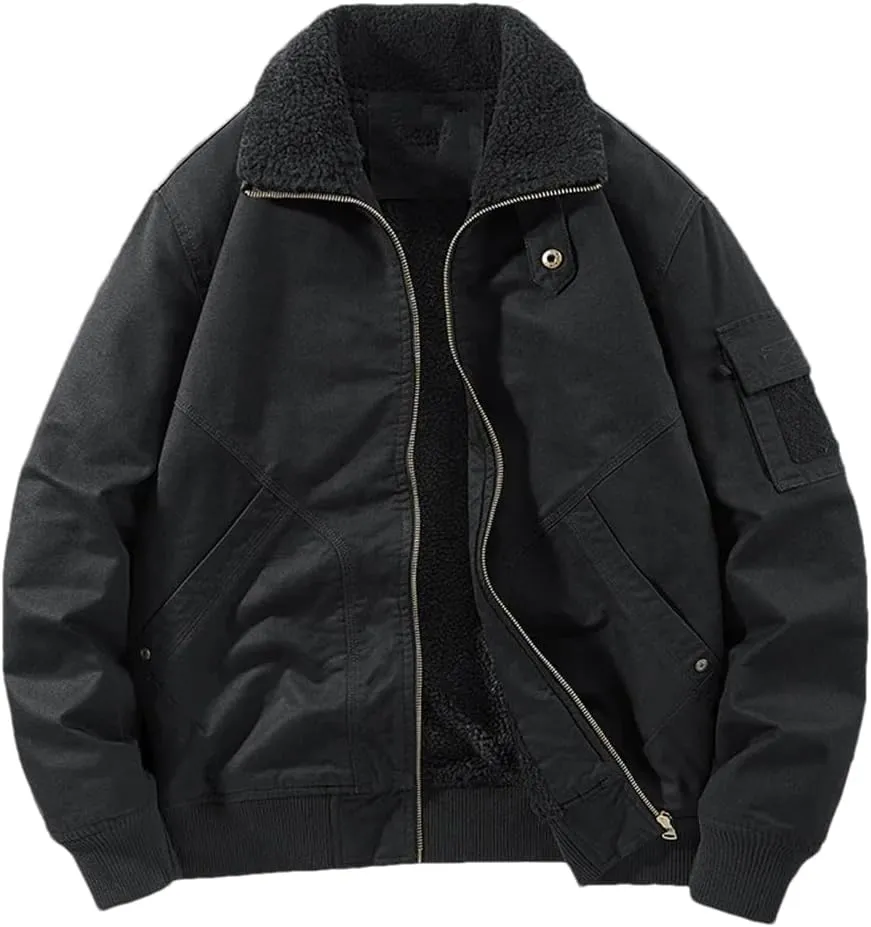 REHJJDFD Men Thicken Fleece Warm Winter Jacket Jackets Male Coat Men Parkas Wool Winter Men's Cotton-Padded Warm Jackets
