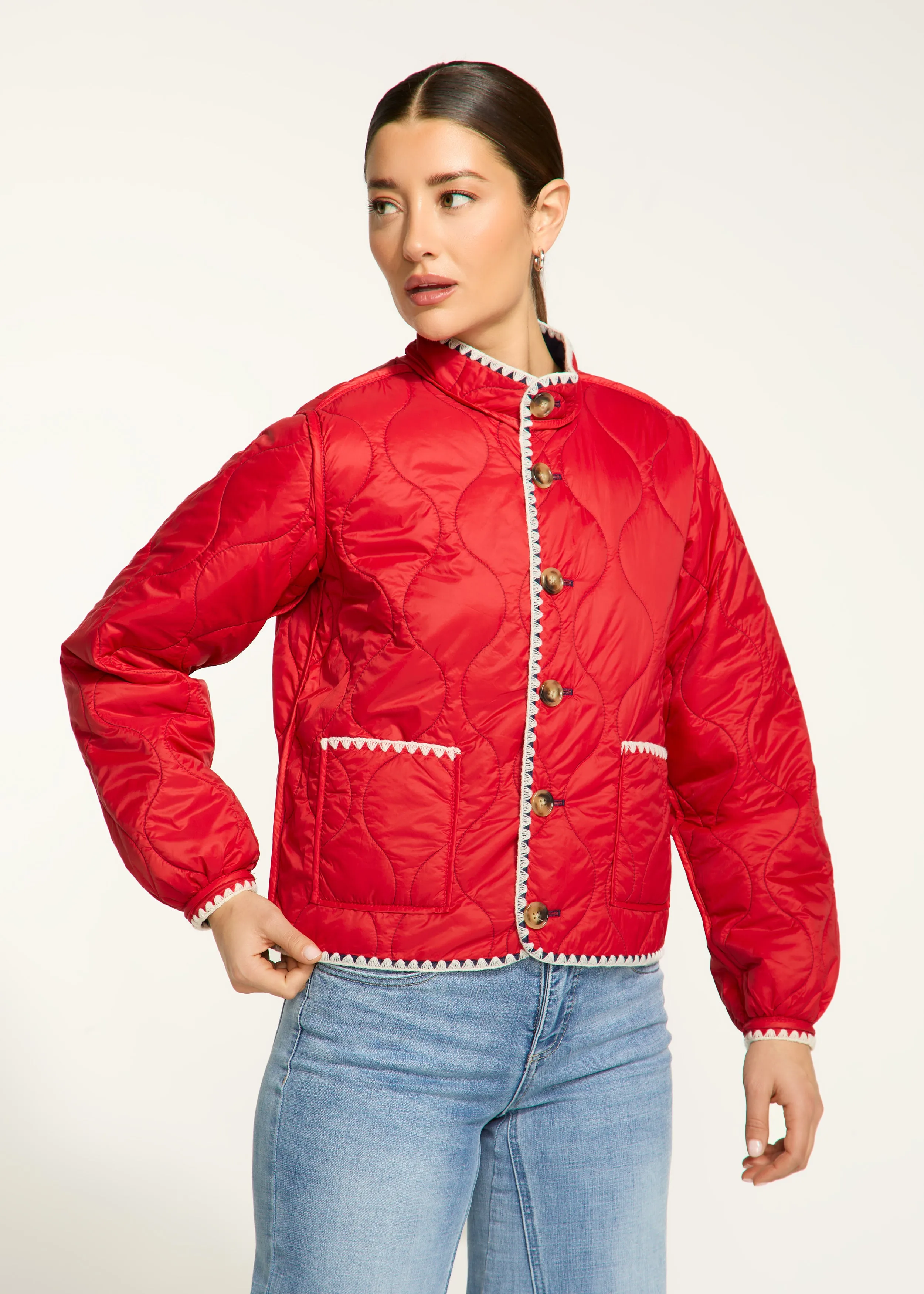 Reversible Lightweight Puffer, Red/Navy