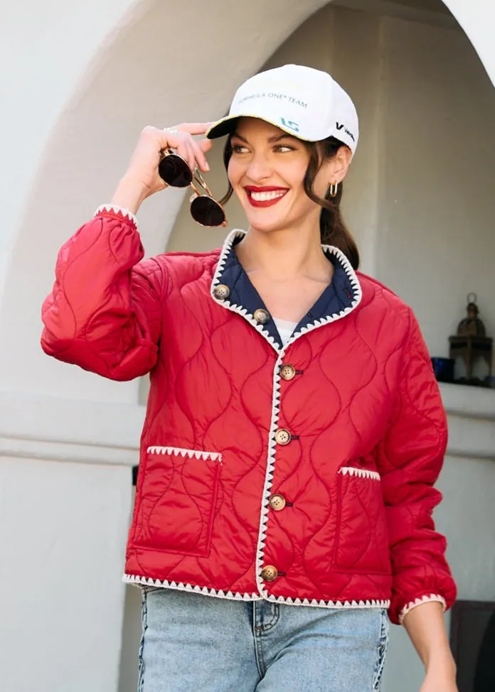 Reversible Lightweight Puffer, Red/Navy