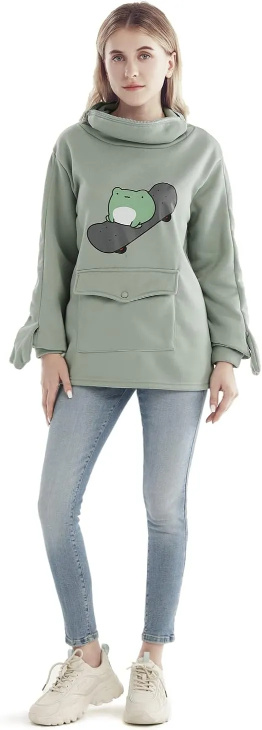 RGOSME Frog Hoodie Teen Girls Cute Oversized Graphic Hoodies Women Sweatshirt Cosplay Costume Pullover Tops