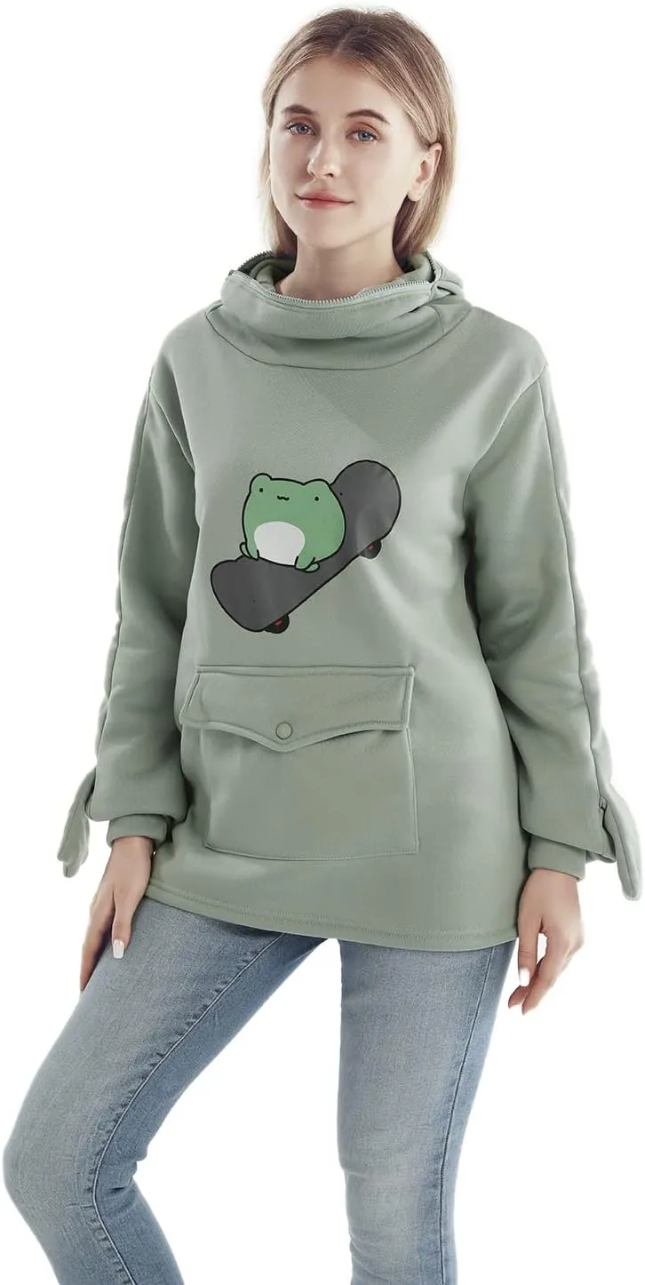 RGOSME Frog Hoodie Teen Girls Cute Oversized Graphic Hoodies Women Sweatshirt Cosplay Costume Pullover Tops