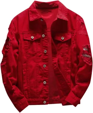 Ripped Denim Jacket for Men Casual Style Autumn Cardigan Jacket Hip Pop Jacket