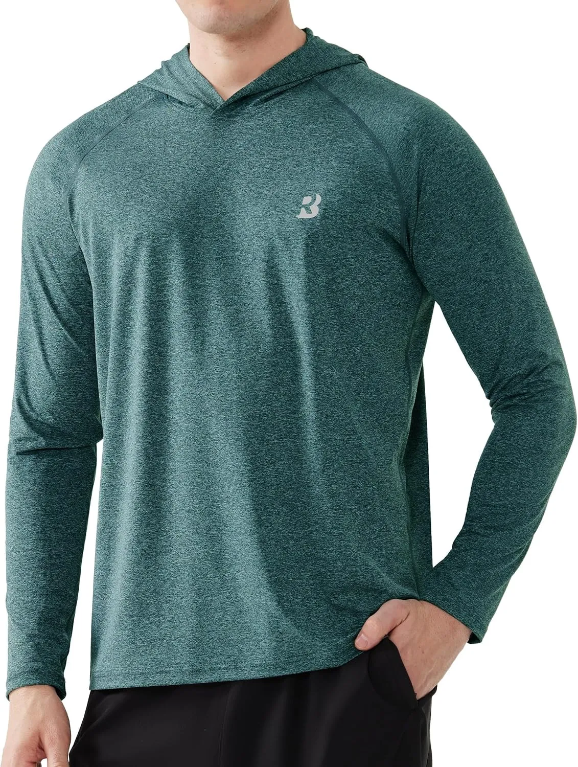 Roadbox Men's UPF 50  Fishing Shirts, Long Sleeve UV Sun Protection SPF Hoodie, Quick Dry Swim Rash Guard for Outdoor Hiking