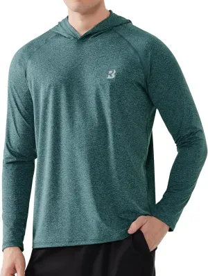 Roadbox Men's UPF 50  Fishing Shirts, Long Sleeve UV Sun Protection SPF Hoodie, Quick Dry Swim Rash Guard for Outdoor Hiking