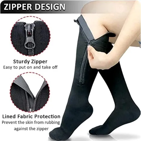 ROYALUCK Sports Compression Socks New Style Covered Toe Compression Socks Zipper