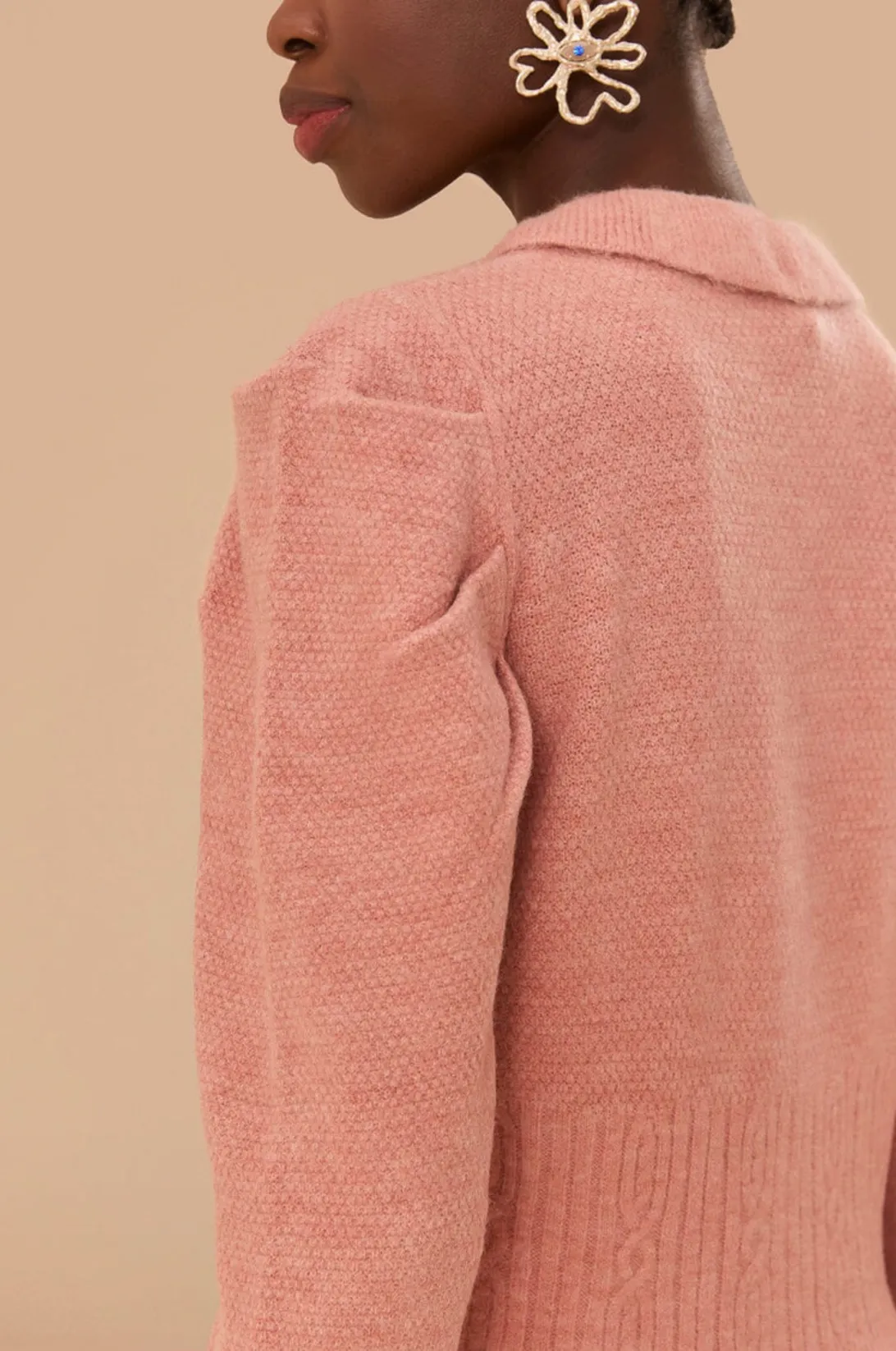 Ruffle Knit Cardigan ~ Light Pink
