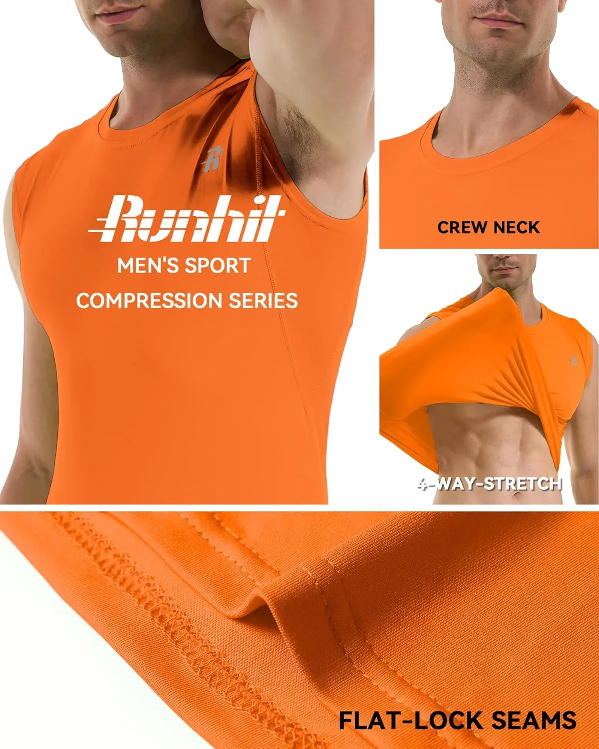 Runhit Sleeveless Compression Shirt Men Tank Top Athletic Muscle Shirts for Men