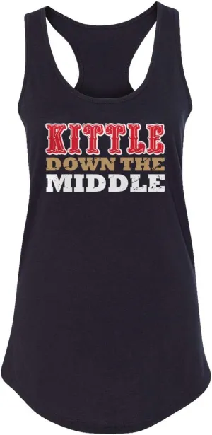 San Francisco Down The Middle Kittle Women's Racerback Tank Top (Black, Medium)