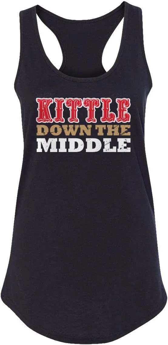 San Francisco Down The Middle Kittle Women's Racerback Tank Top (Black, Medium)