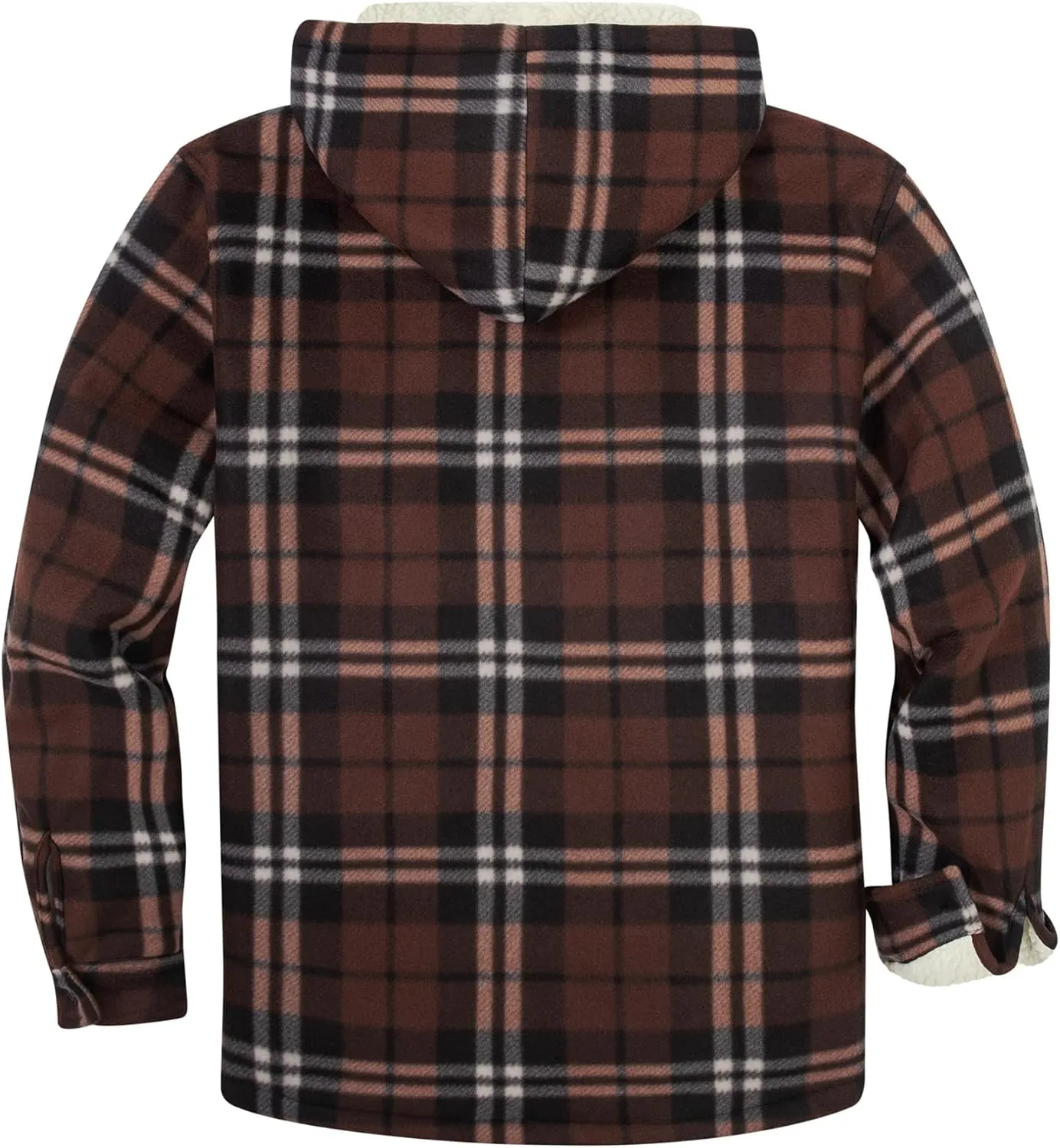 SCODI Men's Flannel Shirt Jacket Fleece Sherpa Lined Plaid Jackets Coat Full Zip Up Hoodie Winter Outwear