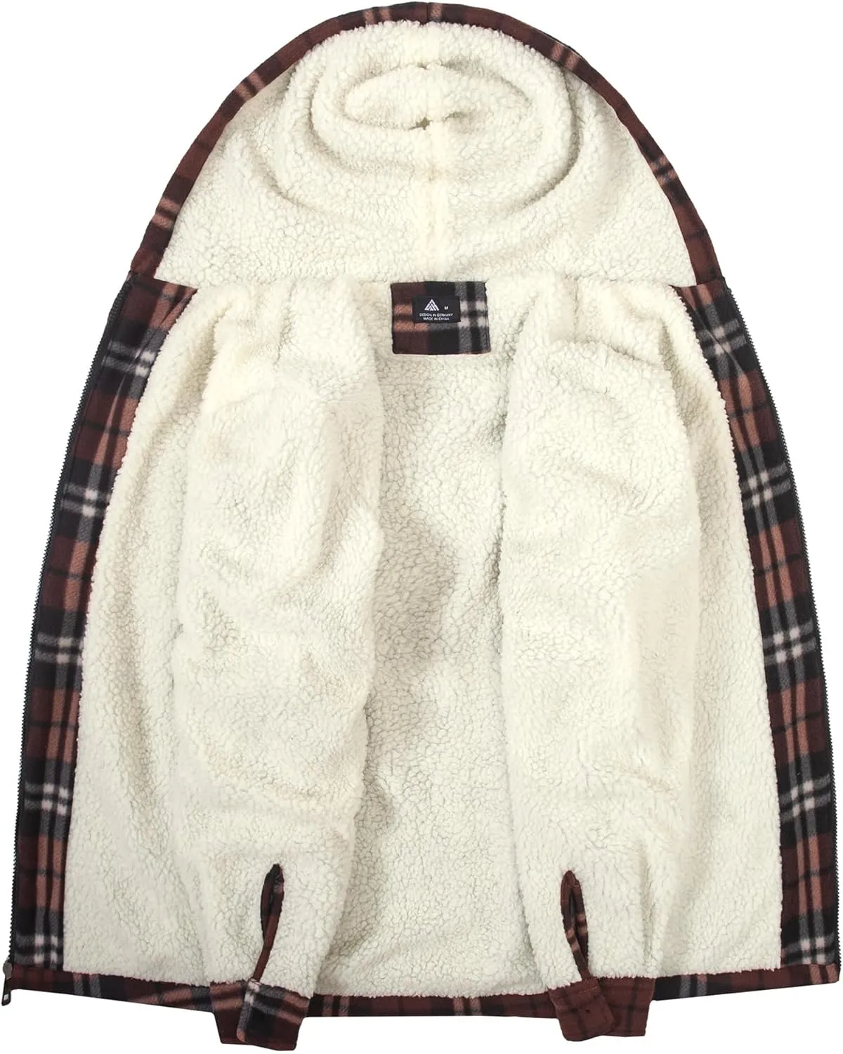 SCODI Men's Flannel Shirt Jacket Fleece Sherpa Lined Plaid Jackets Coat Full Zip Up Hoodie Winter Outwear