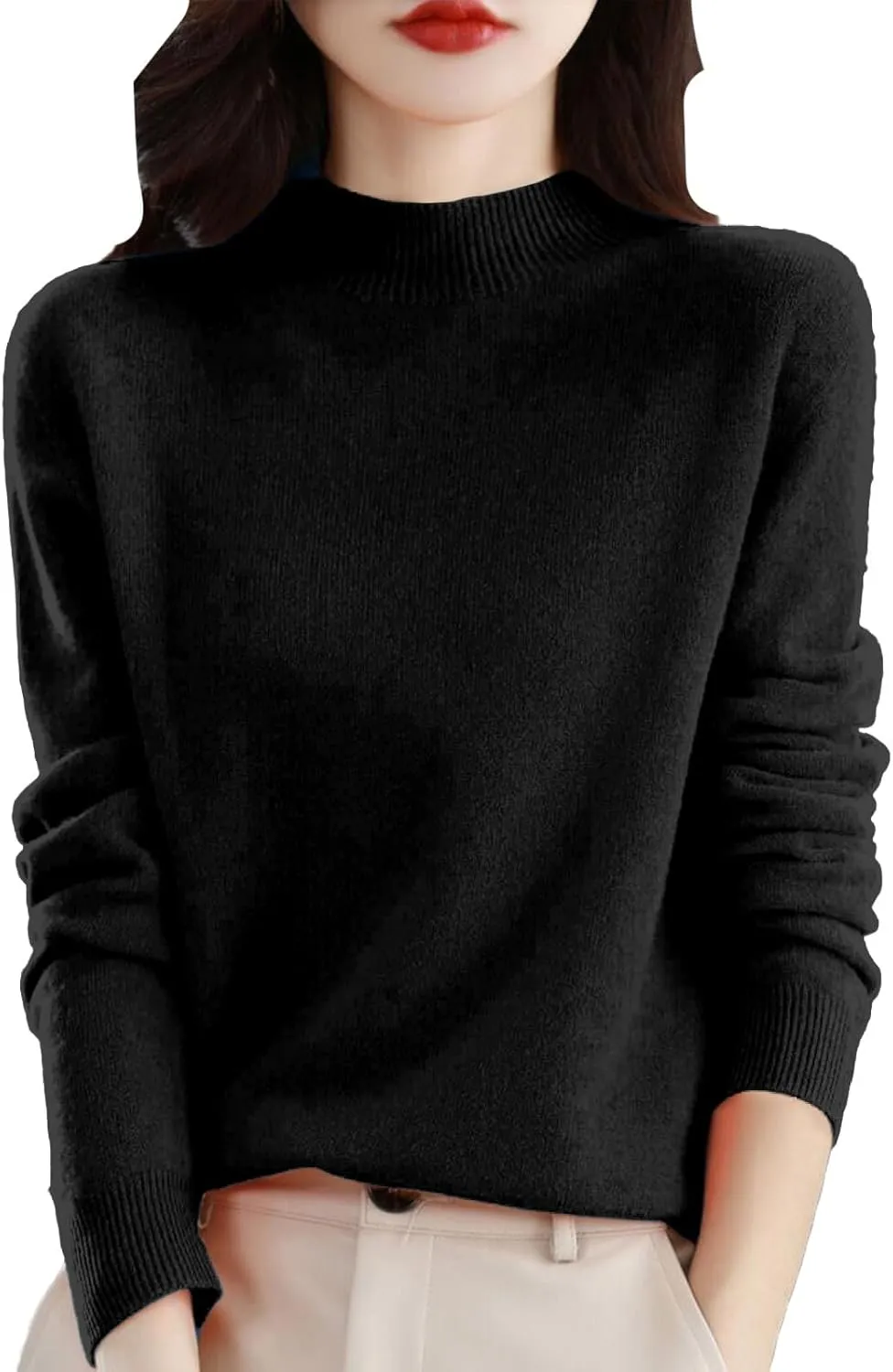 SERYU Cashmere Sweaters for Women Half Turtleneck Long Sleeve Jumper Knitted Pullover Warm Cashmere Sweater Tops