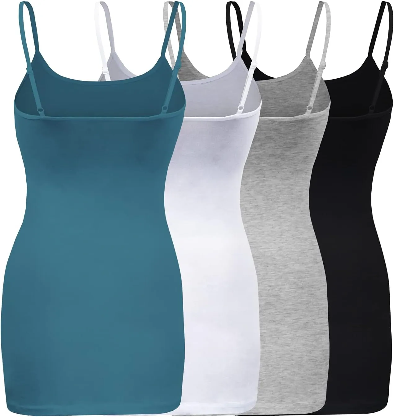 ShezPretty 4 Pack - Women's Basic Cami with Adjustable Spaghetti Straps Tank Top