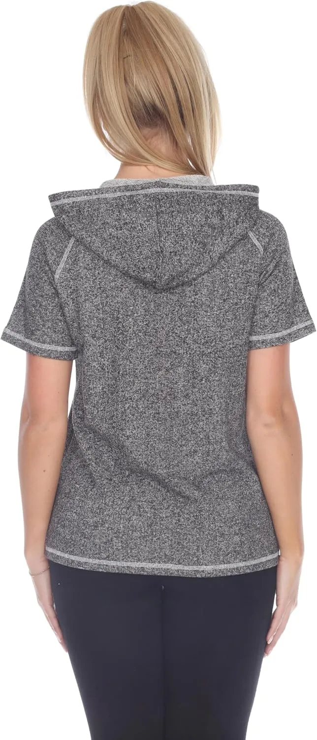 Short Sleeve Zip Hoodie Women Cotton Blend Hoodie Zip Up Pocket Short Sleeve JacketComfortable for Everyday Wear