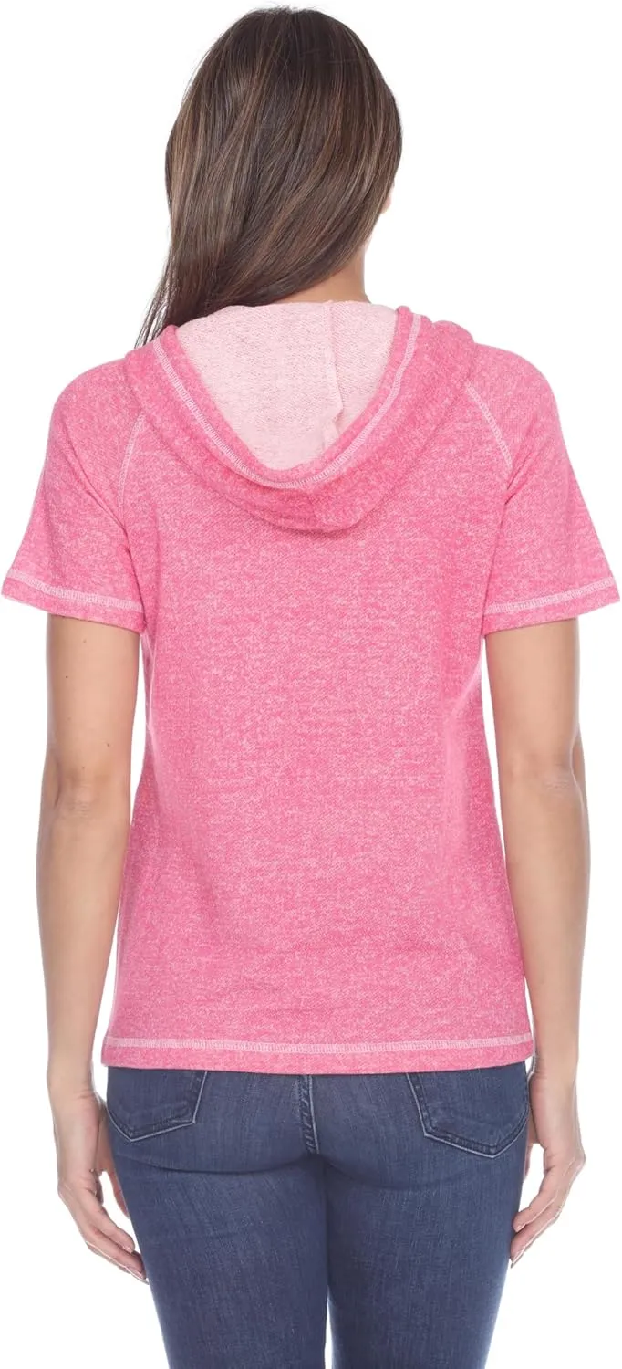 Short Sleeve Zip Hoodie Women Cotton Blend Hoodie Zip Up Pocket Short Sleeve JacketComfortable for Everyday Wear