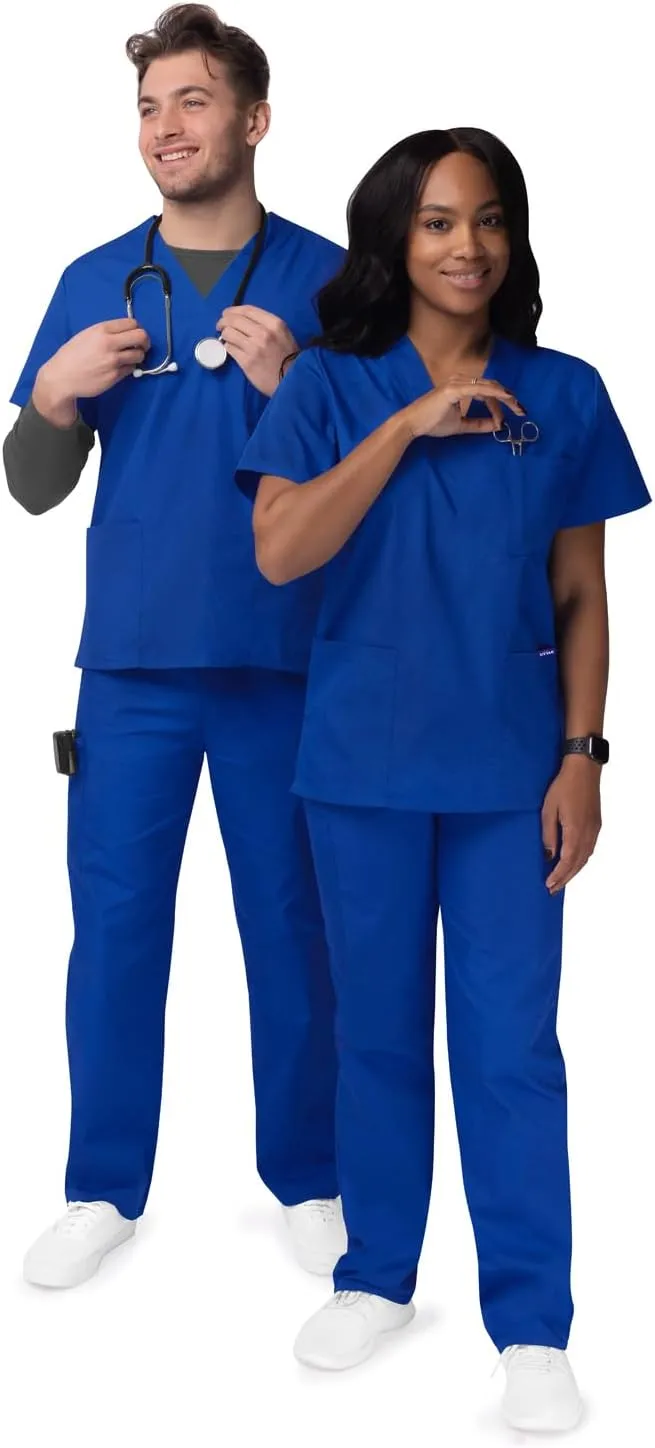 Sivvan Unisex Scrubs - Classic V-Neck Top & Drawstring Pants Scrub Set