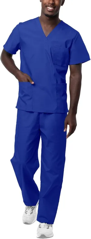 Sivvan Unisex Scrubs - Classic V-Neck Top & Drawstring Pants Scrub Set
