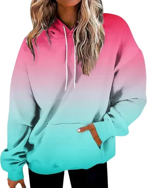 slqdgmryz Womens Oversized Hoodie Plus Size Tie Dye Preppy Swaetshirt with Pockets Comfort Cute Hoodies for Teen Girls