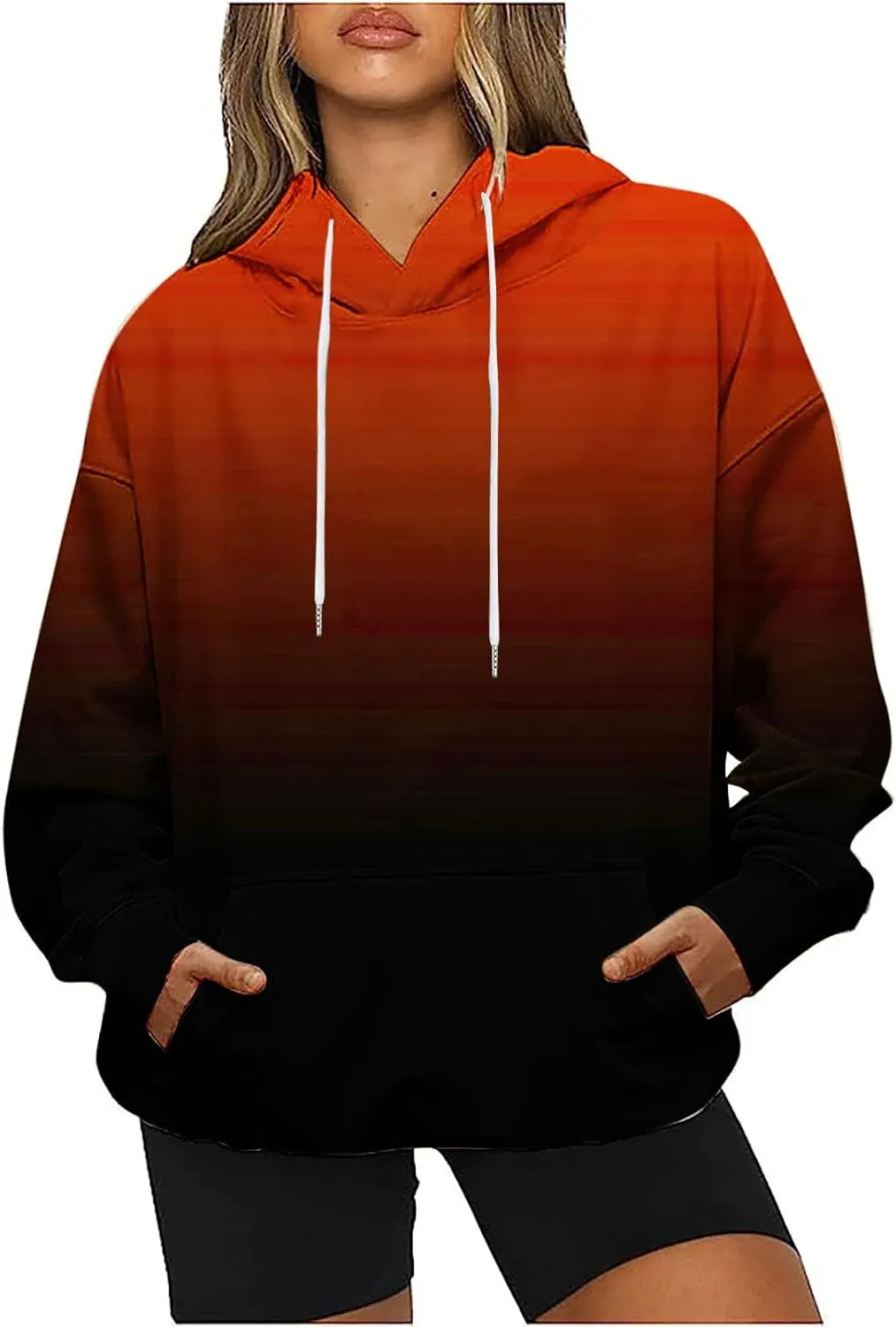 SMIDOW Oversized Hoodies For Women Trendy 2024 Gradient Plus Size Pullover Tops Teen Girls Fall Outfits Hooded Sweatshirt