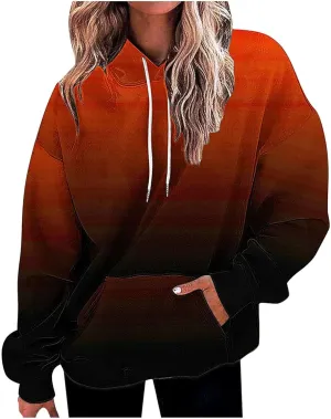 SMIDOW Oversized Hoodies For Women Trendy 2024 Gradient Plus Size Pullover Tops Teen Girls Fall Outfits Hooded Sweatshirt