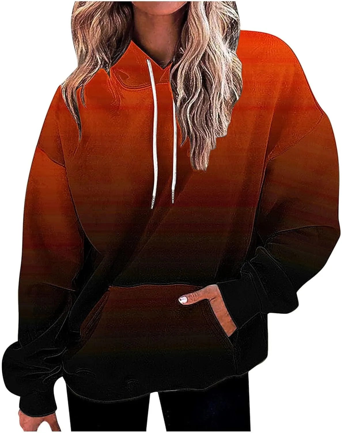 SMIDOW Oversized Hoodies For Women Trendy 2024 Gradient Plus Size Pullover Tops Teen Girls Fall Outfits Hooded Sweatshirt