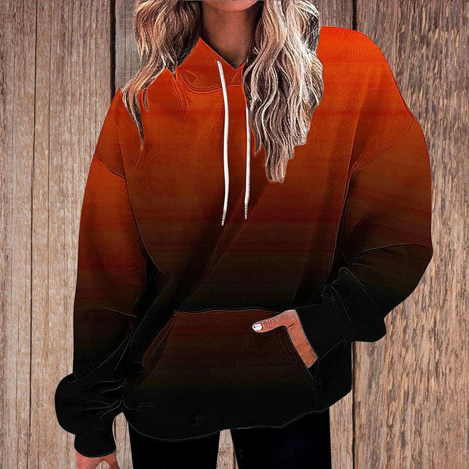 SMIDOW Oversized Hoodies For Women Trendy 2024 Gradient Plus Size Pullover Tops Teen Girls Fall Outfits Hooded Sweatshirt