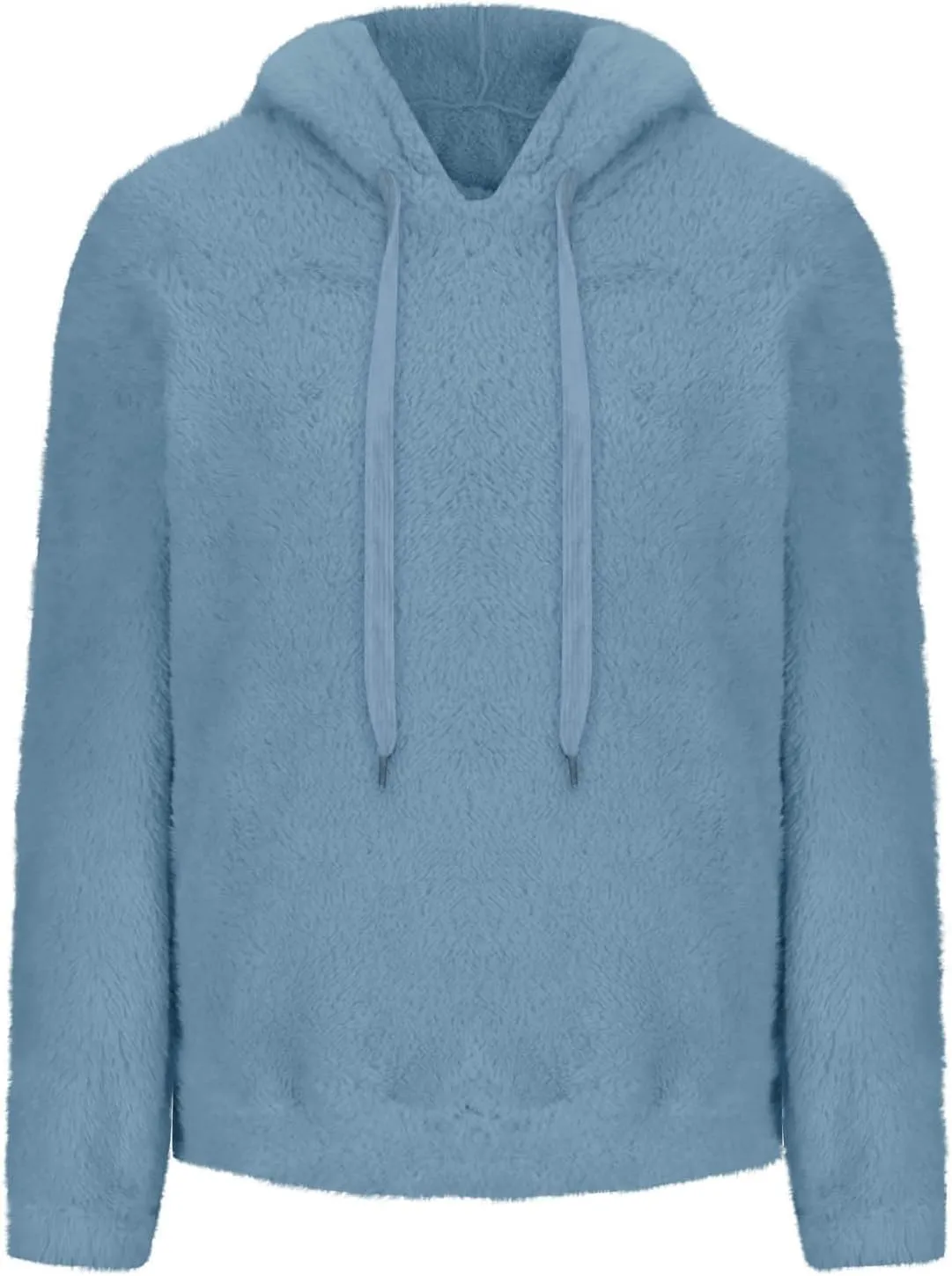 Solid Plush Hoodies for Women Drawstring Round Neck Fleece Pullover Sweatshirts 2025 Winter Oversized Hooded Tops