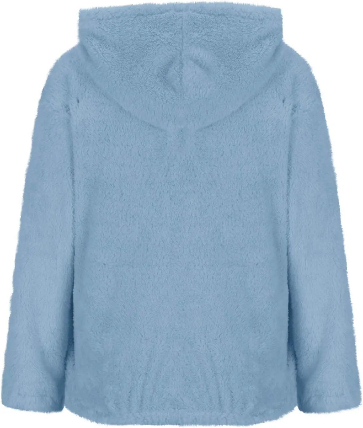 Solid Plush Hoodies for Women Drawstring Round Neck Fleece Pullover Sweatshirts 2025 Winter Oversized Hooded Tops