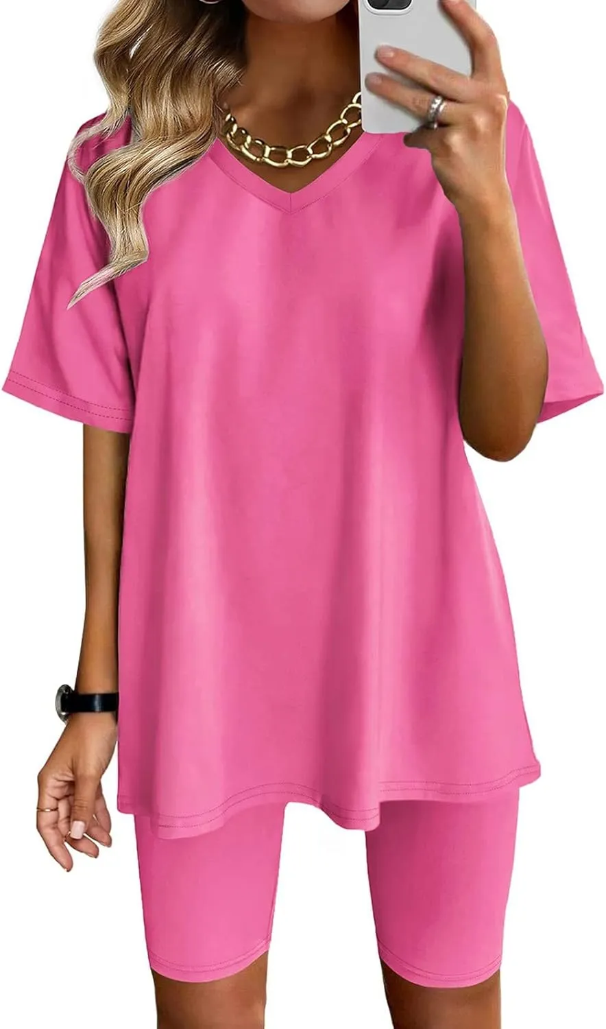 Sport Sets Women 2 Piece Outfits Women Summer Casual Oversized T-Shirt Tops Biker Shorts Workout Sports Tracksuit
