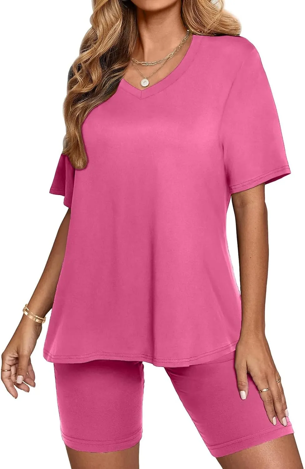 Sport Sets Women 2 Piece Outfits Women Summer Casual Oversized T-Shirt Tops Biker Shorts Workout Sports Tracksuit
