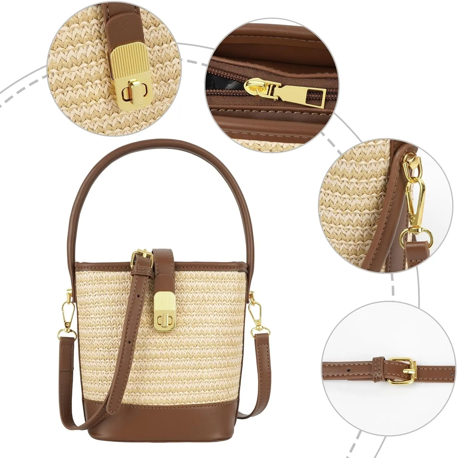 Summer Hobo Purse Women's Straw Top Handle Handwoven Crochet Crossbody Shoulder