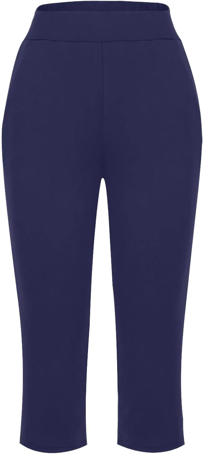 Summer Pants for Women 2024 High Waisted Straight Leg Lounge Pant Casual Trendy Capris Trousers with Pockets