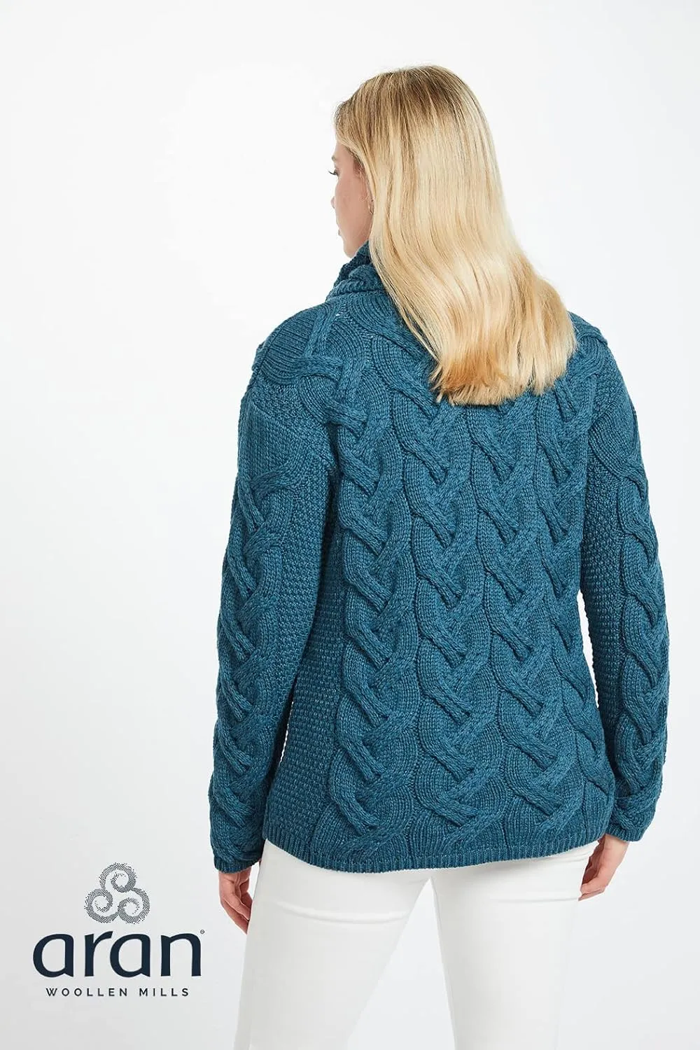 Supersoft Irish Merino Wool Chunky Cable Knit Cowl Sweater for Women Made in Ireland