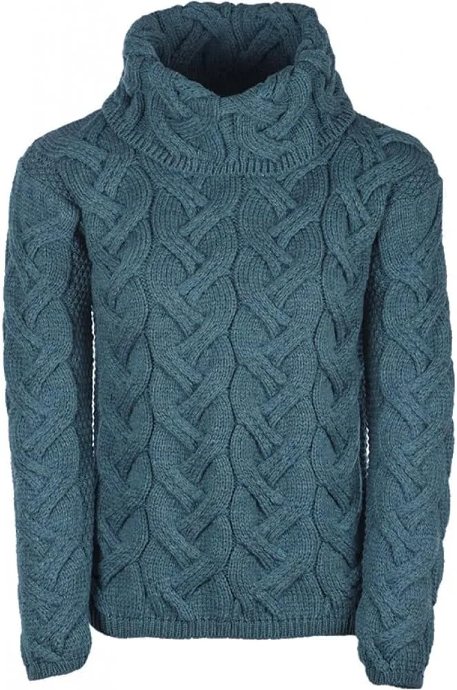 Supersoft Irish Merino Wool Chunky Cable Knit Cowl Sweater for Women Made in Ireland