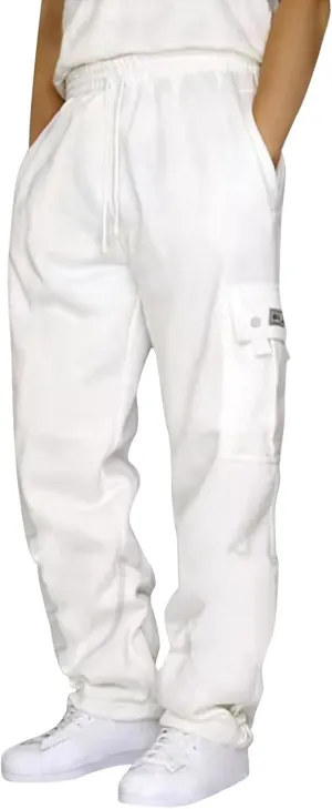 Sweatpants for Men Tapered Cargo Retro Sports Elastic Waist Solid Split Utility Regular Fit Pants