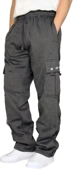 Sweatpants for Men Tapered Cargo Retro Sports Elastic Waist Solid Split Utility Regular Fit Pants
