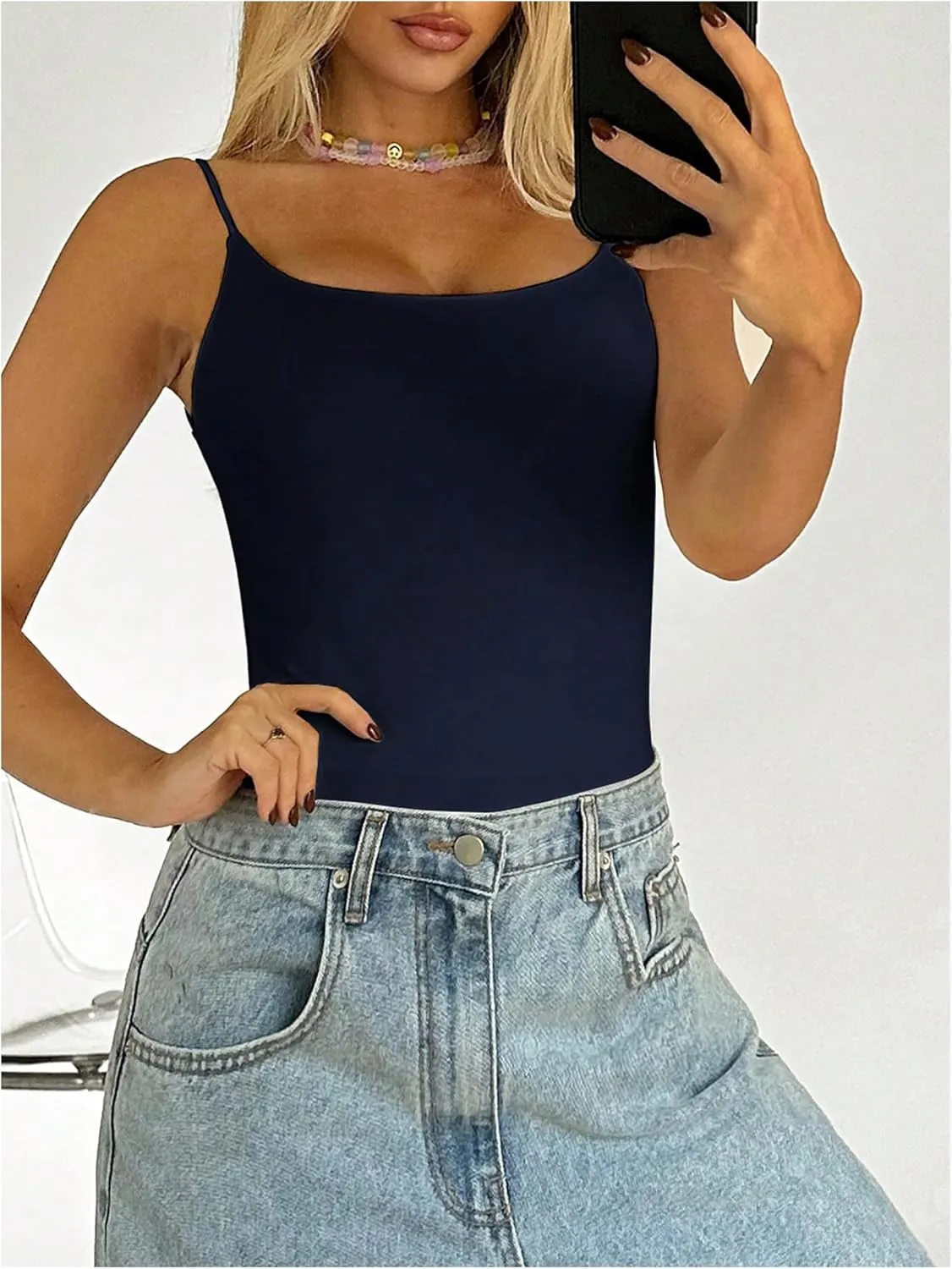 SweatyRocks Women's Backless Camisole Tops Criss Cross Fitted Spaghetti Strap Tank Top