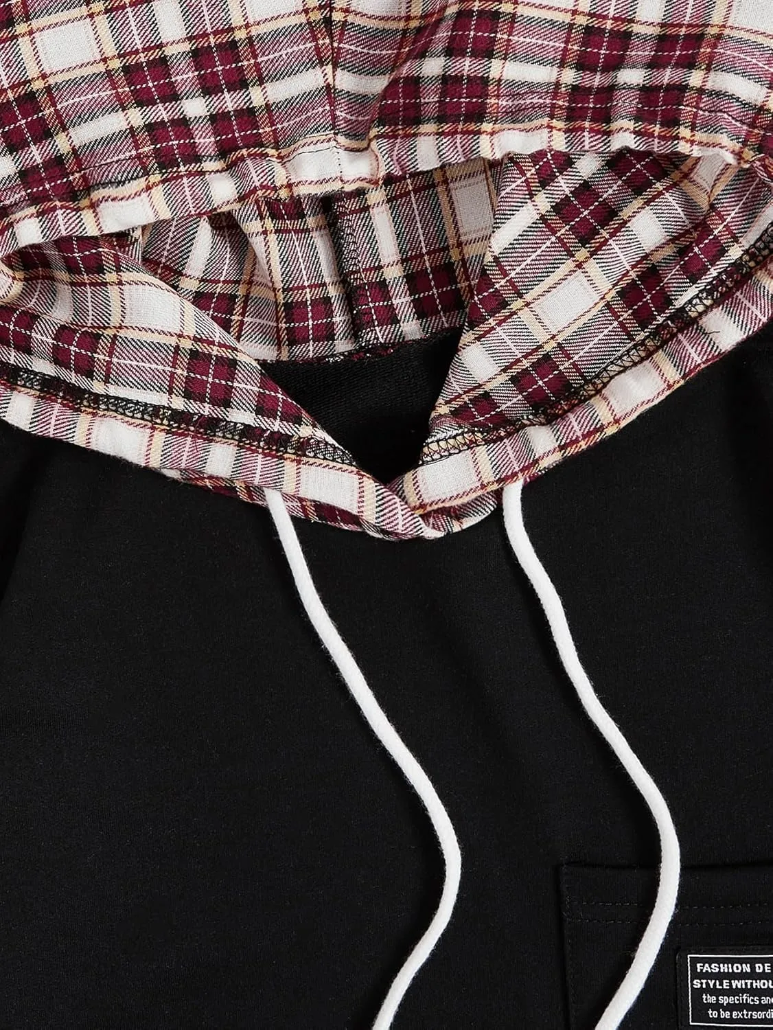 SweatyRocks Women's Casual Plaid Long Sleeve Hooded Sweatshirt Drop Shoulder Drawstring Hoodie with Pocket