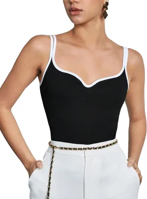 SweatyRocks Women's Sleeveless Sweetheart Neck Cami Top Spaghetti Strap Slim Fit Camisole