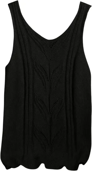 SweatyRocks Women's V Neck Sleeveless Sweater Vest Casual Knitted Tank Top