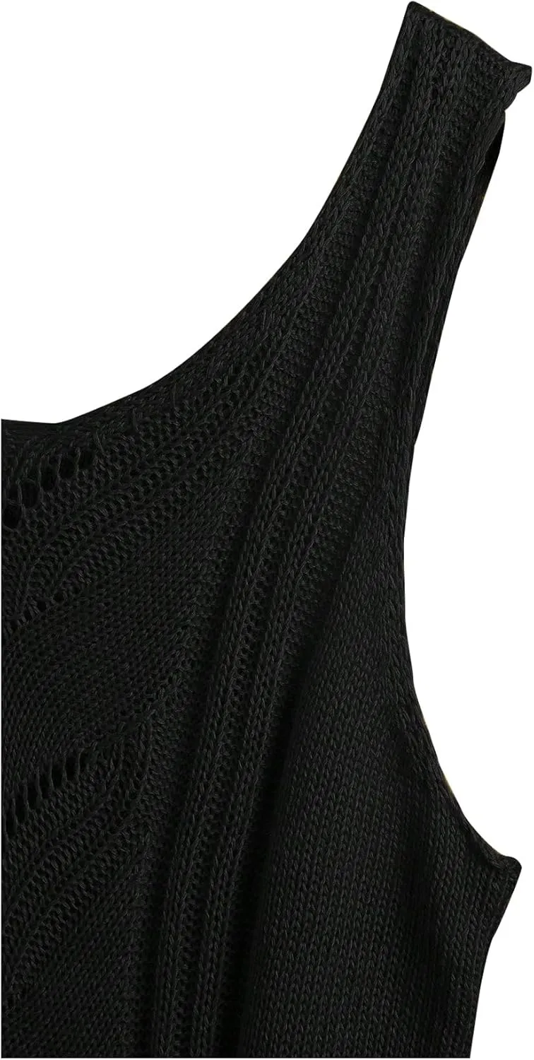 SweatyRocks Women's V Neck Sleeveless Sweater Vest Casual Knitted Tank Top