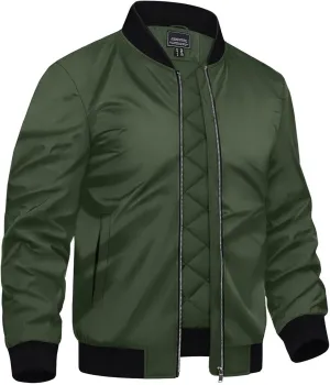 TACVASEN Mens Bomber Jackets Casual Fall Winter Warm Windbreaker Full Zip Windproof Outwear Padded Lined Coats