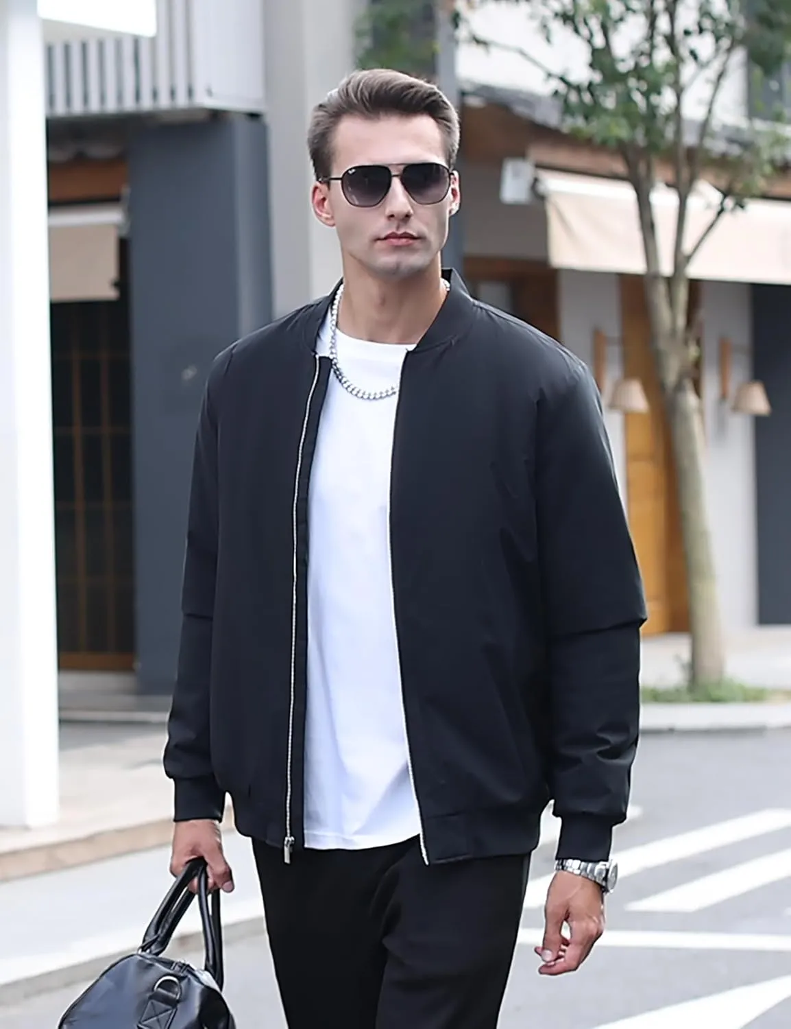TACVASEN Mens Bomber Jackets Casual Fall Winter Warm Windbreaker Full Zip Windproof Outwear Padded Lined Coats